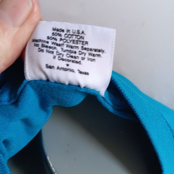 Men's XL Vintage T-shirt Sunbelt Sportswear Turquoise Long Sleeve Crewneck 90's - Picture 6 of 6